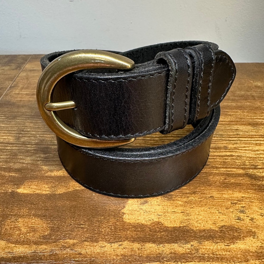 Northern Reflections Mens Black Genuine Leather Belt Solid Brass Buckle Canada